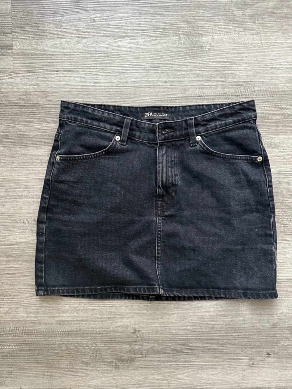 Zara Black Denim Mini Skirt Sz L summer skirt